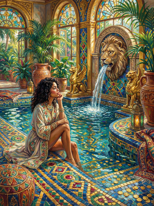 Exotic Palace Garden Woman (100 Color Diamond Painting)