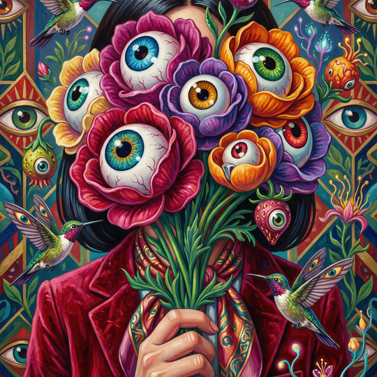 Eyeball Bouquet Hummingbird Woman