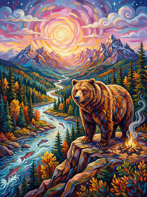 Majestic Bear in the Mountains (Diamond Painting) Diamond Painting kit