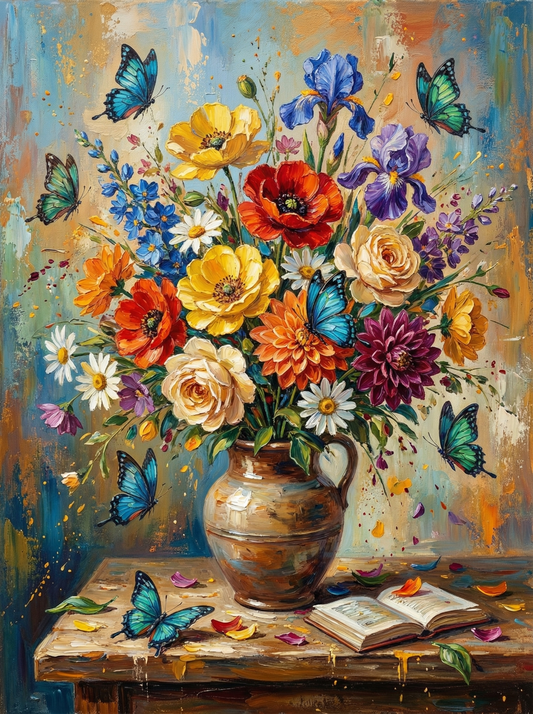 Vase of Vibrant Blooms (80 Colors)