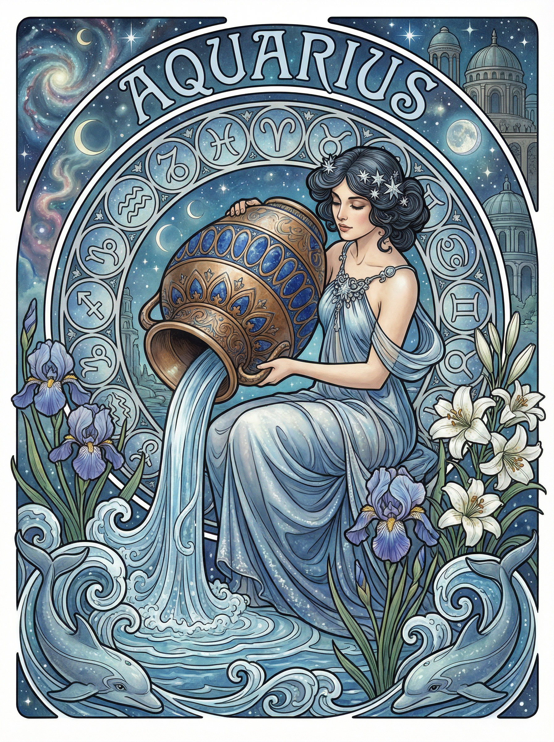 Aquarius Starlight Flow (100 Color Diamond Painting) Diamond Painting kit