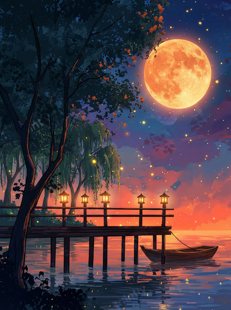 Moonlit Dock (Diamond Painting) Diamond Painting kit