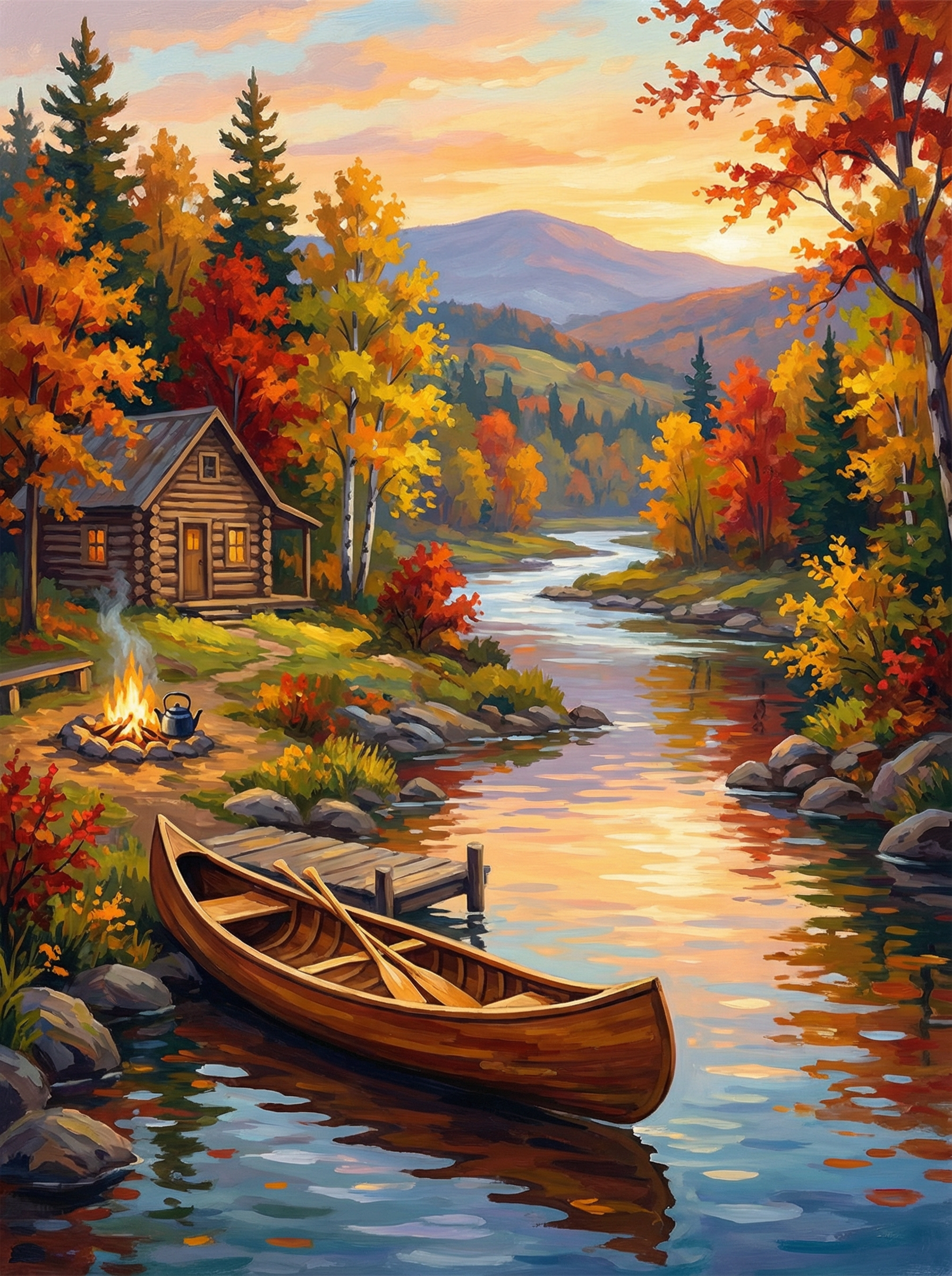 Autumn River Retreat (Diamond Painting) Diamond Painting kit