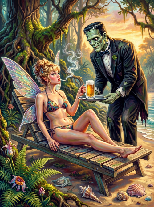 Fairy Frankenstein Butler Beach Beer (150 Color Diamond Painting)