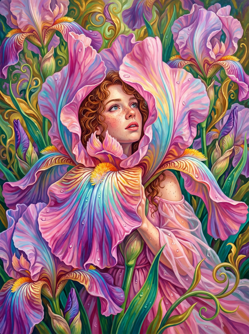Fairy In Pink Blossom (150 Color Diamond Painting)