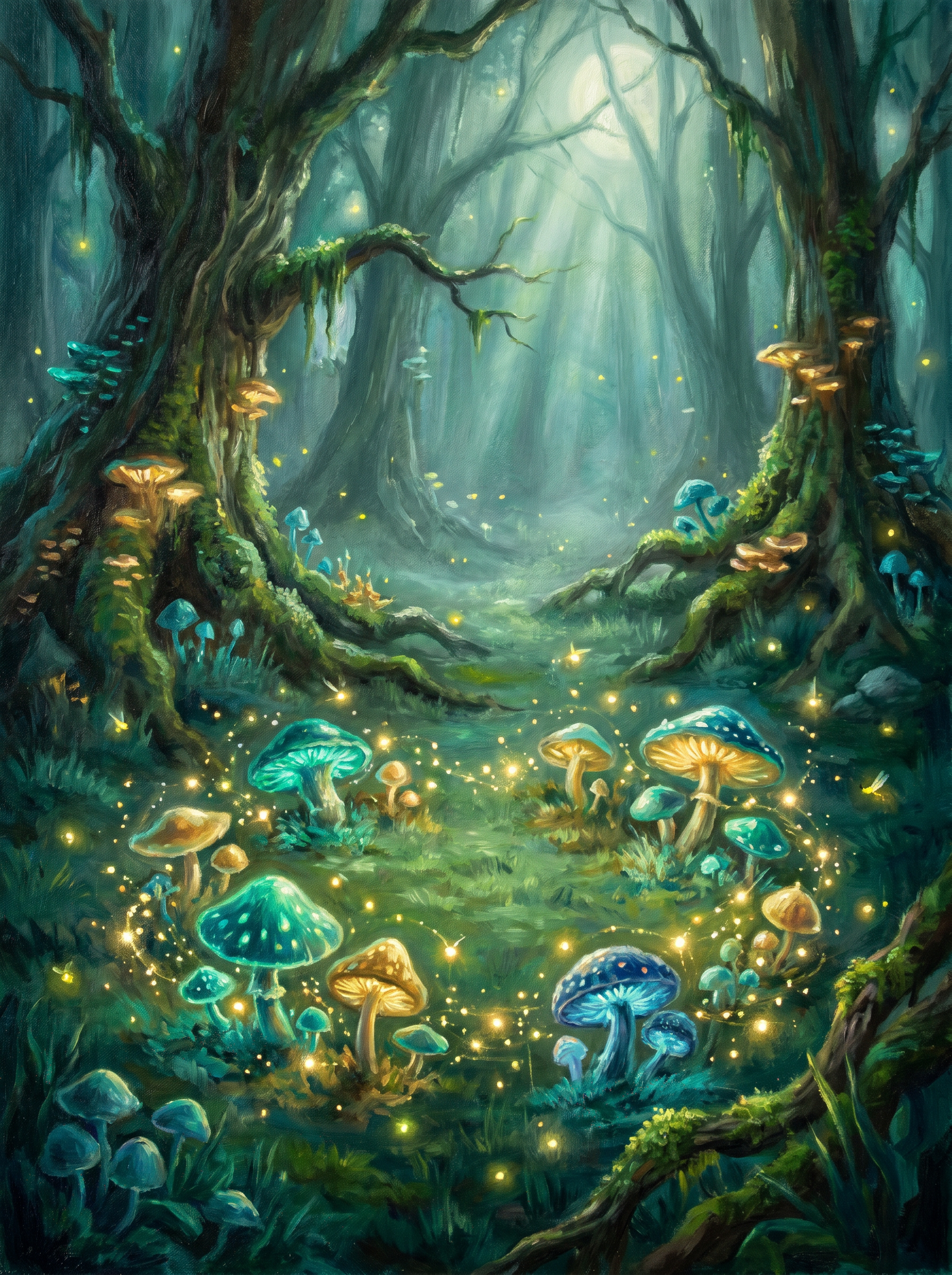 Fairy Ring Mushrooms Forest Clearing