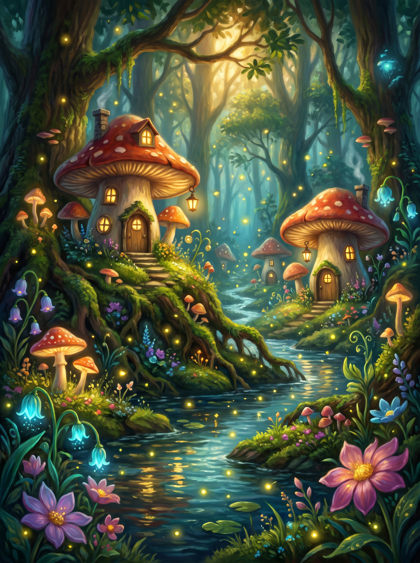 Fairy Village Mushroom Houses