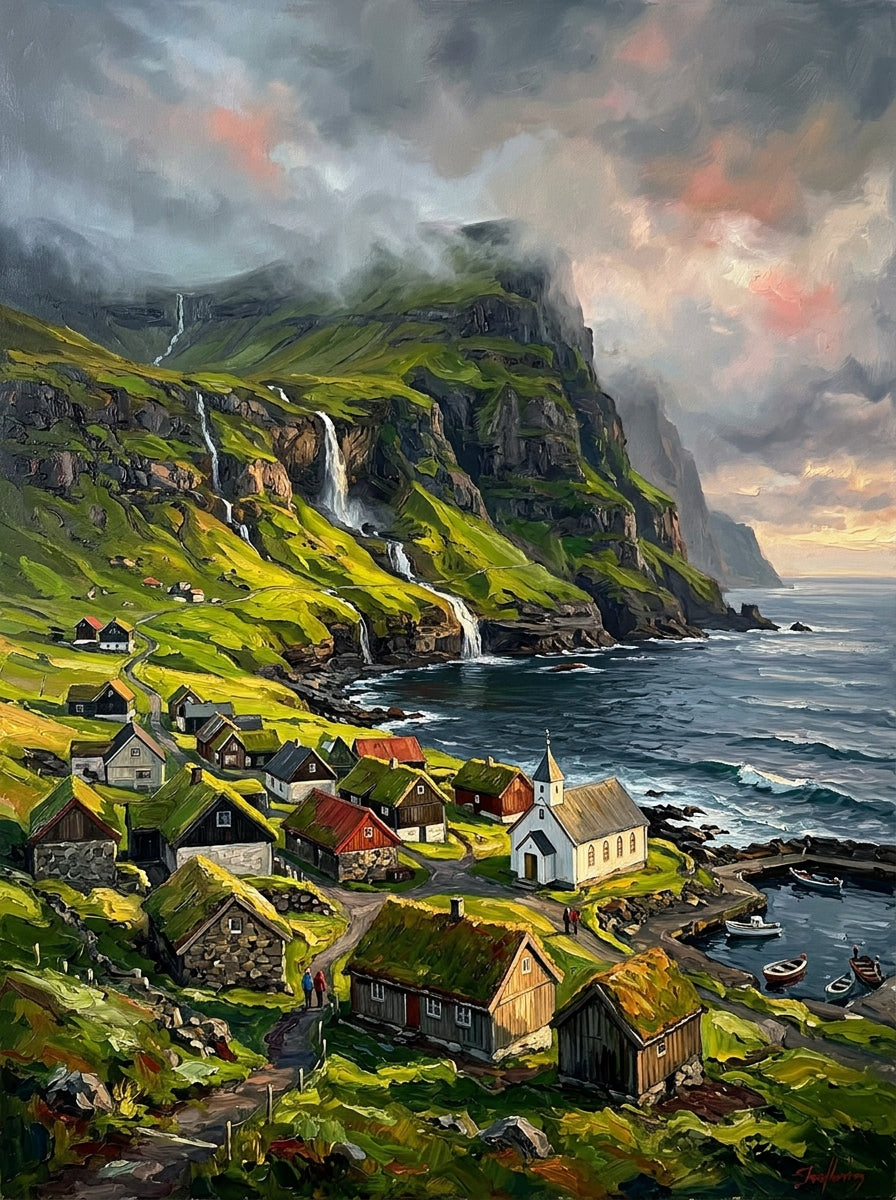 Faroe Turf Village (150 Color Diamond Painting)