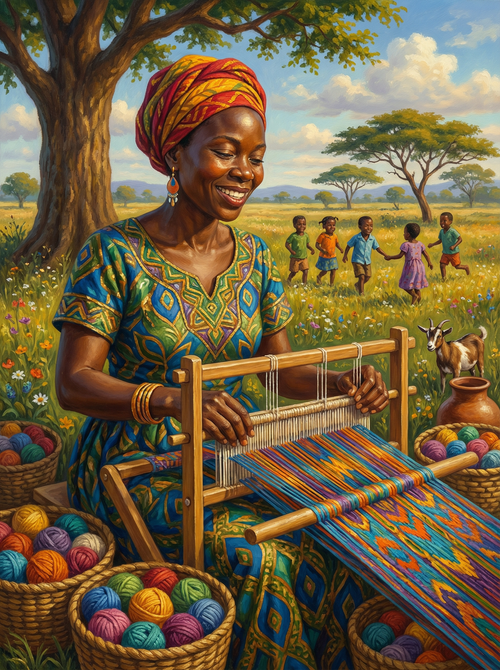 Weaver of Sunlit Threads (Board Canvas)