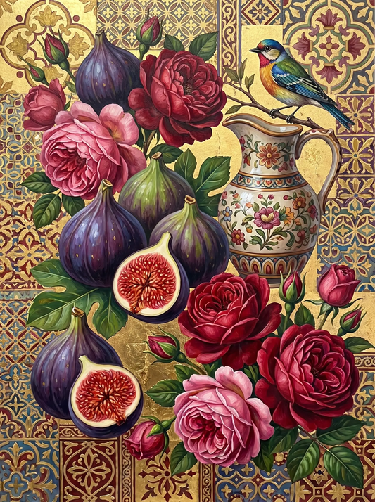 Fig Rose Pitcher Bird (Diamond Painting) Diamond Painting kit