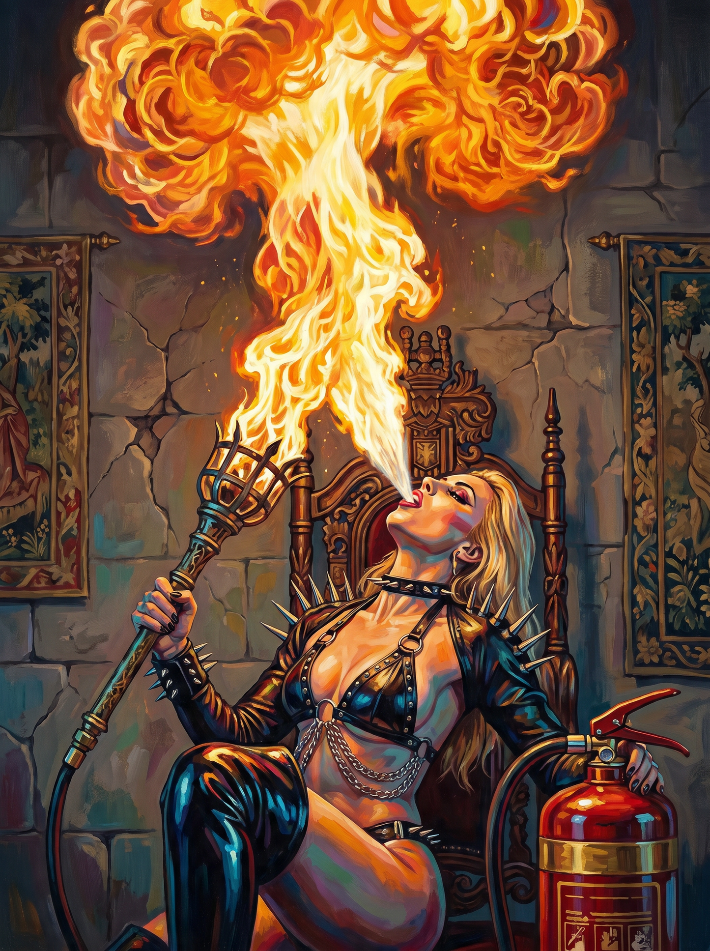 Fire Breathing Woman (150 Color Diamond Painting)