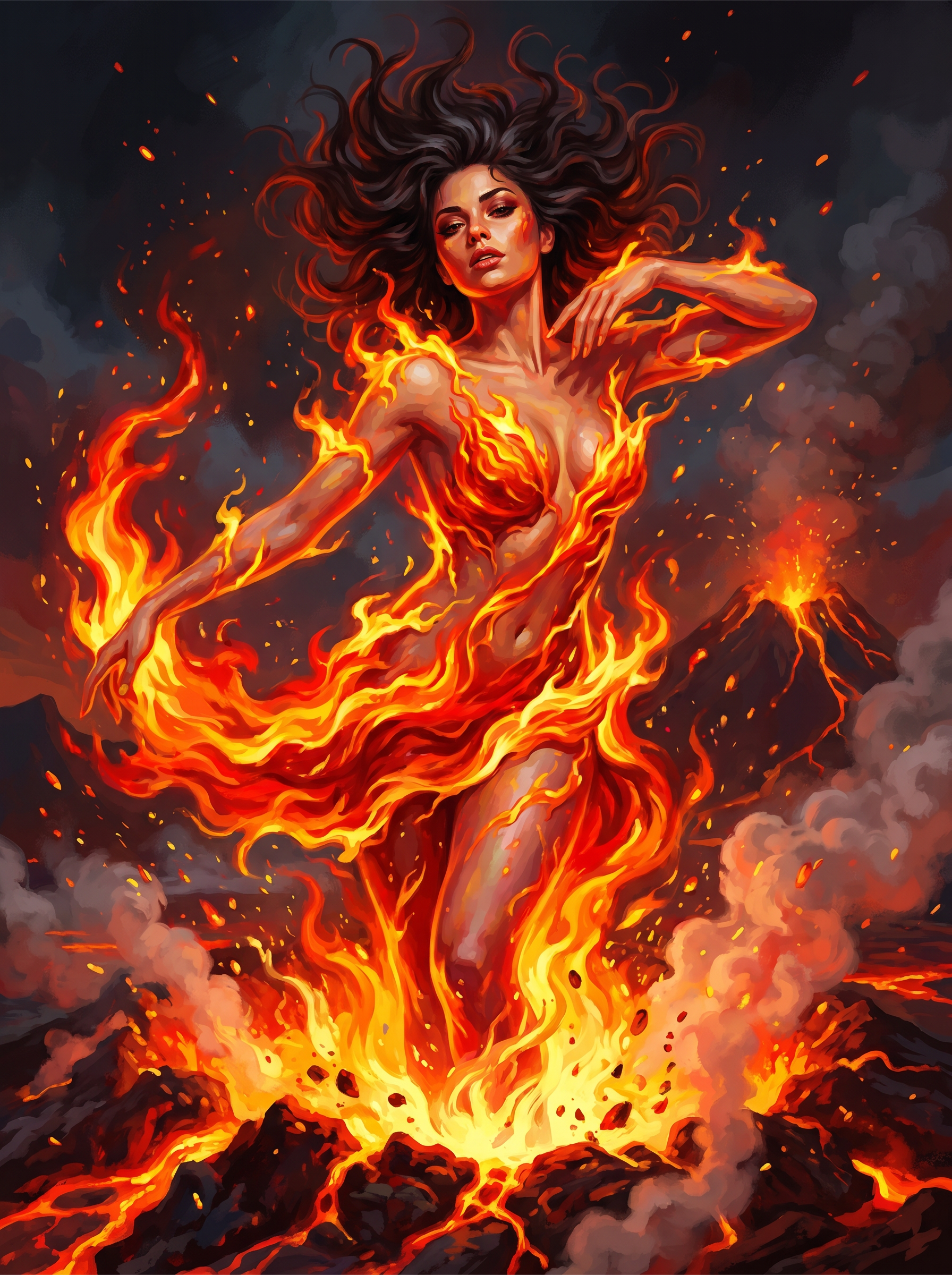Fire Dancer Ember Veil (150 Color Diamond Painting)