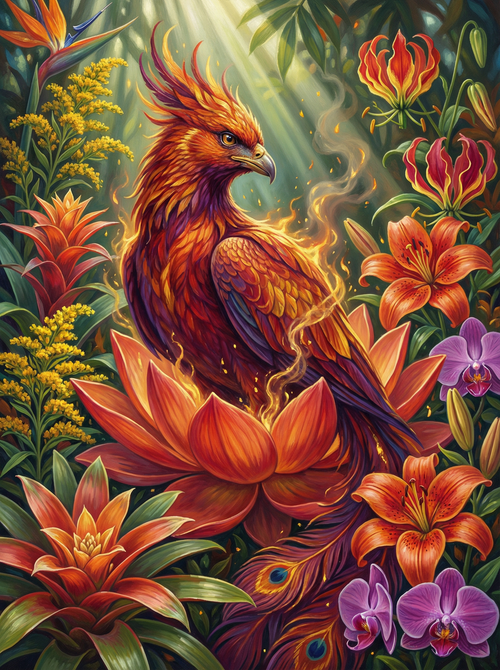 Fire Phoenix Bird Garden (100 Color Diamond Painting) Diamond Painting kit