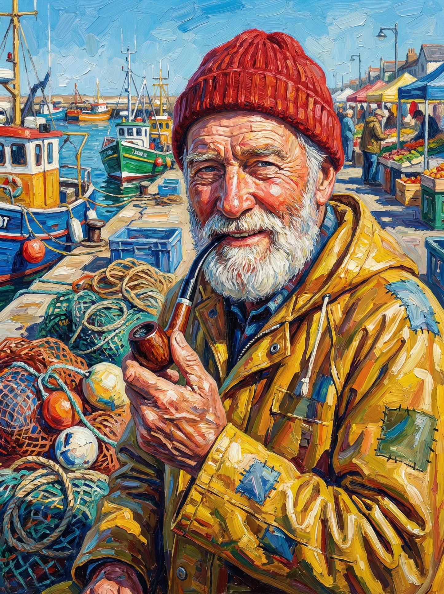 Fisherman At Harbor (100 Color Diamond Painting) Diamond Painting kit