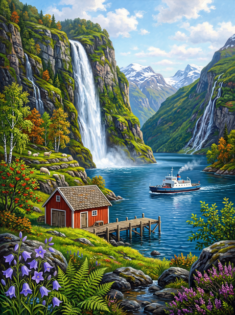 Fjord Cliff Waterfall