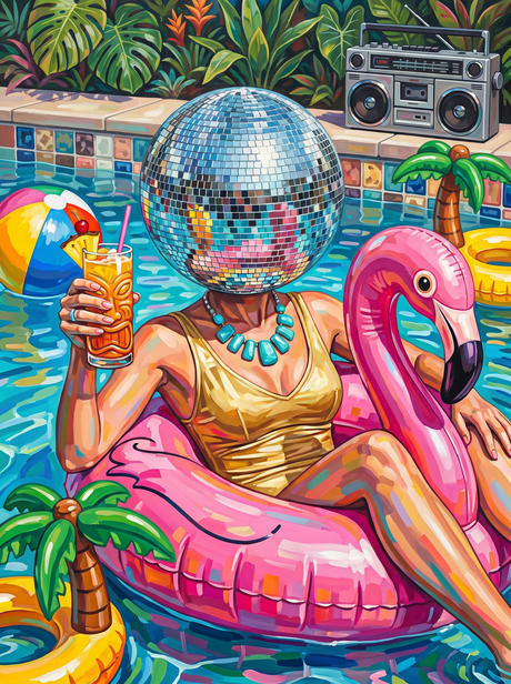 Flamingo Float Disco Queen (100 Color Diamond Painting) Diamond Painting kit