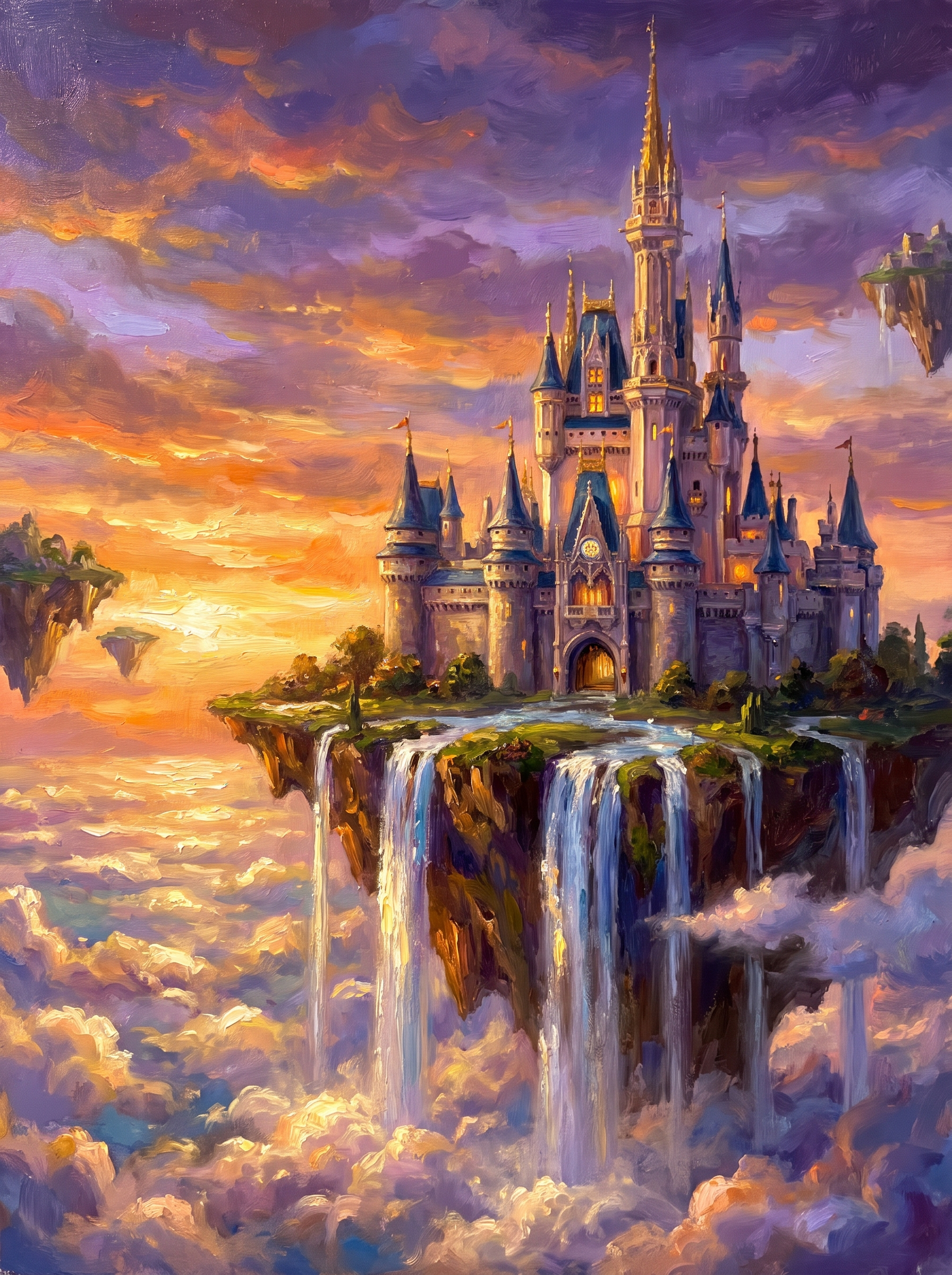 Floating Castle Clouds Waterfalls