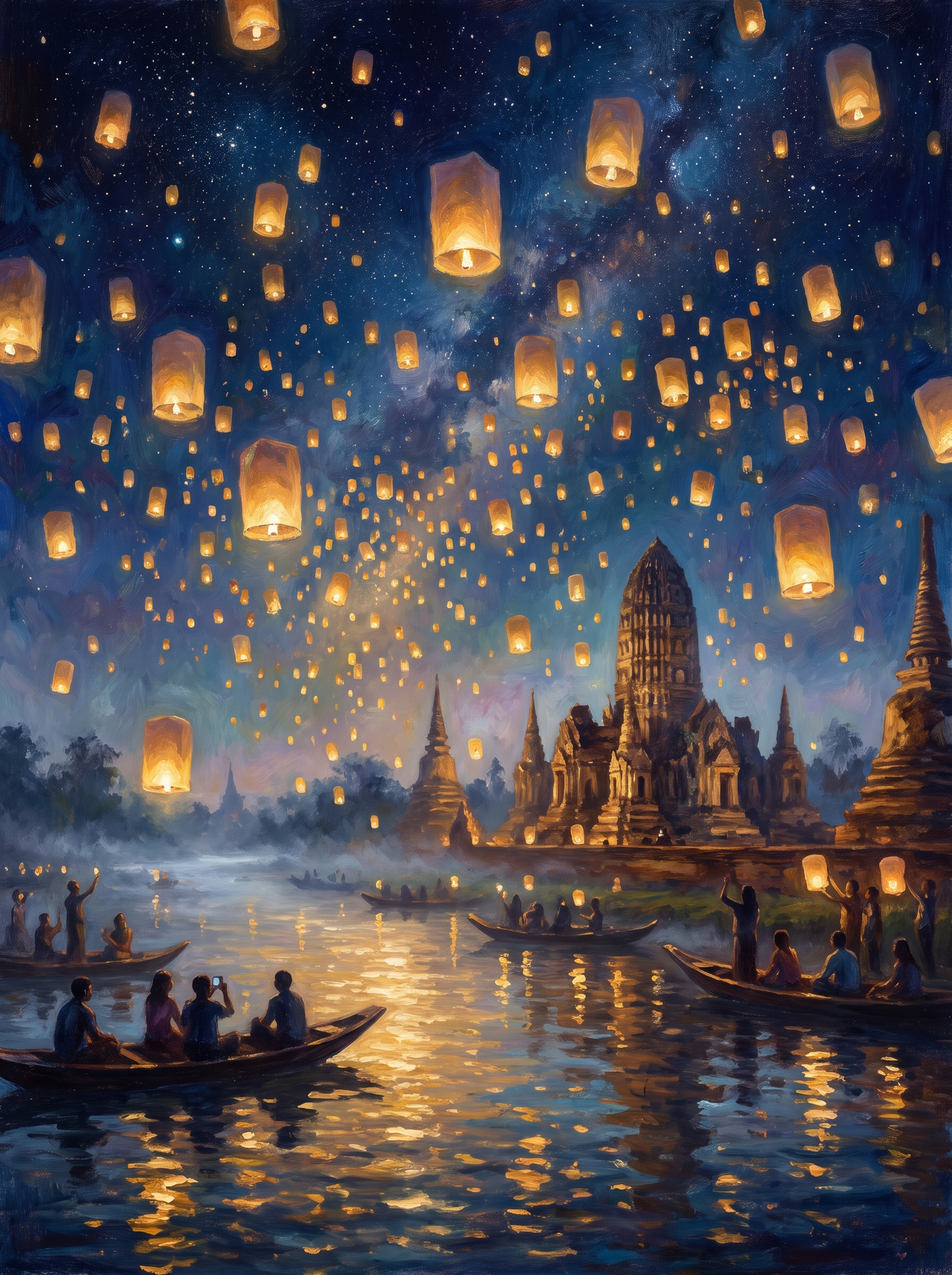 Floating Lanterns Festival River Night
