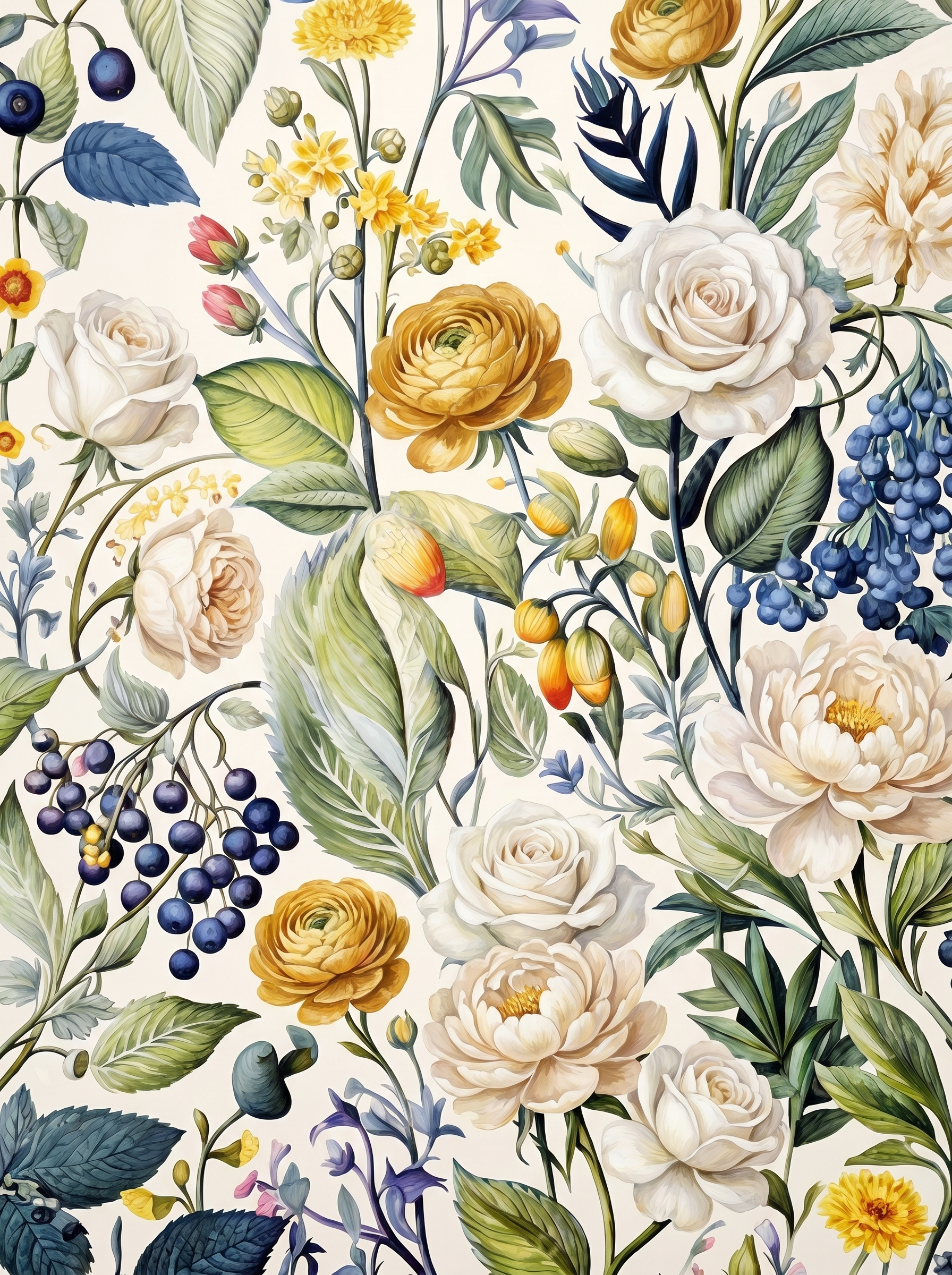 Floral Abundance White Gold (Diamond Painting)