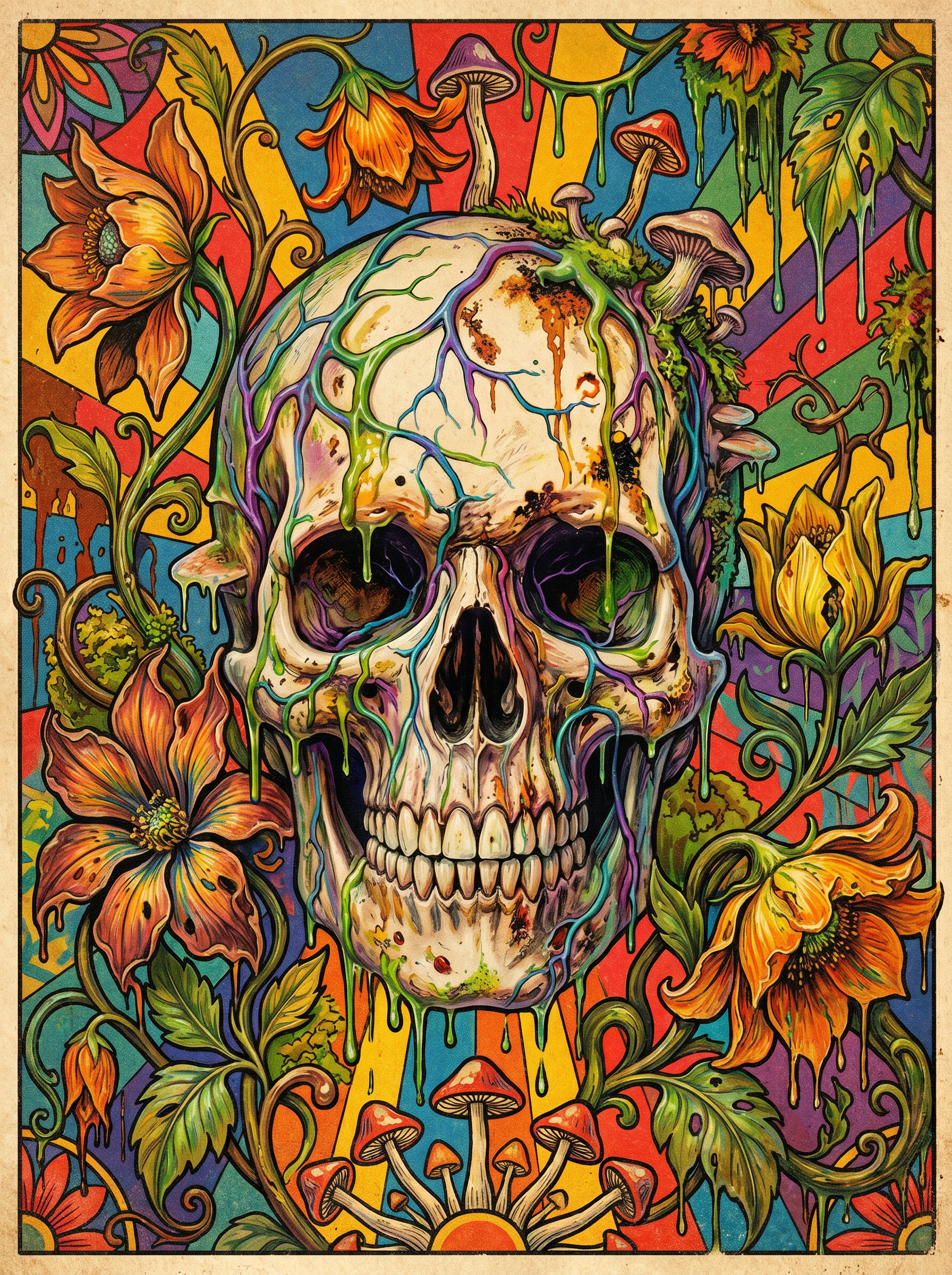 Floral Skull Blossoms (150 Color Diamond Painting)