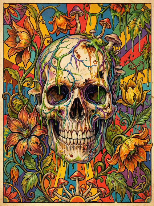 Floral Skull Blossoms (150 Color Diamond Painting)