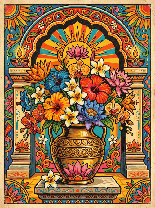 Floral Vase Archway (150 Color Diamond Painting)