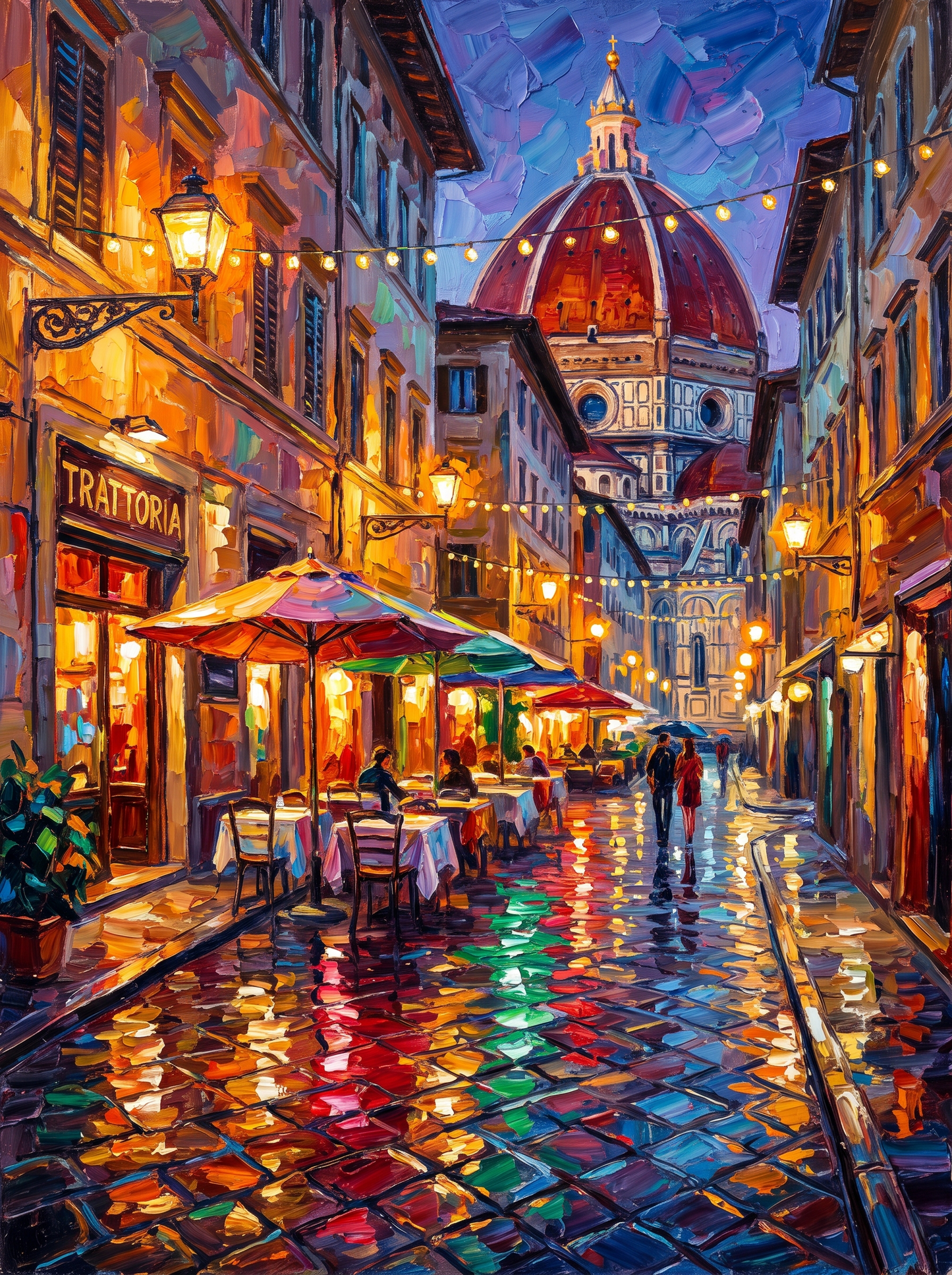 Florence Cobbled Cafe Evening