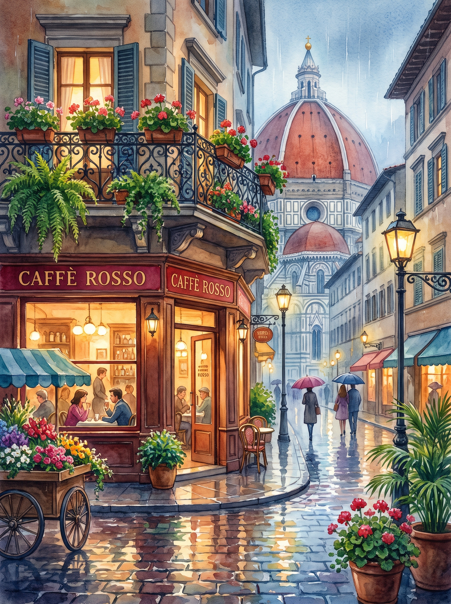 Florence Duomo Rainy Café