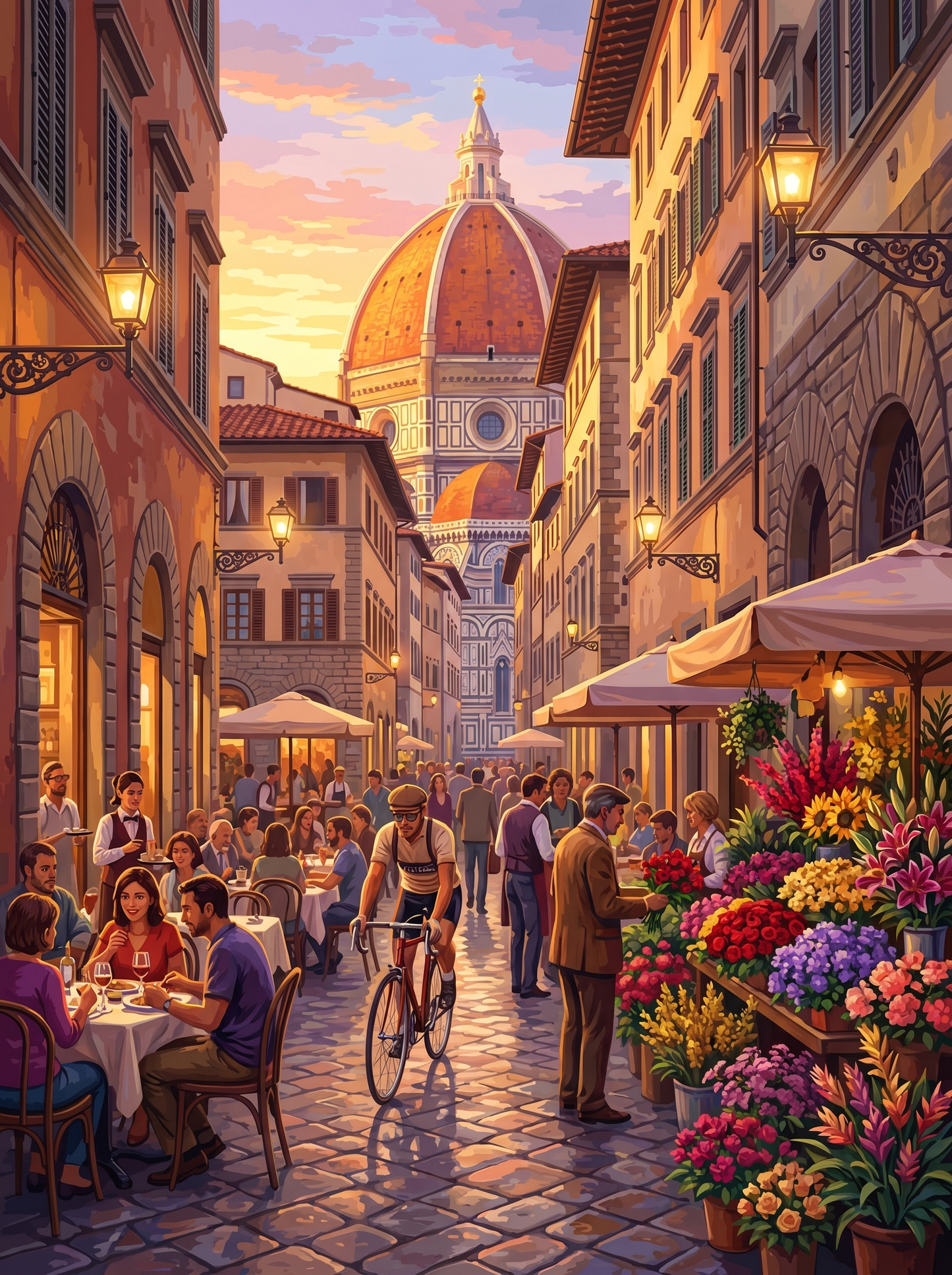 Florence Street Duomo Golden (150 Color Diamond Painting)