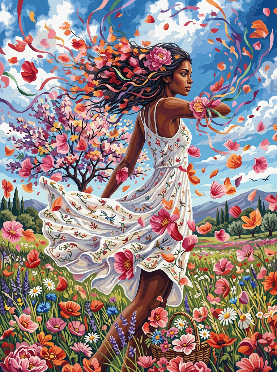Flower Bloom Dance (100 Color Diamond Painting)