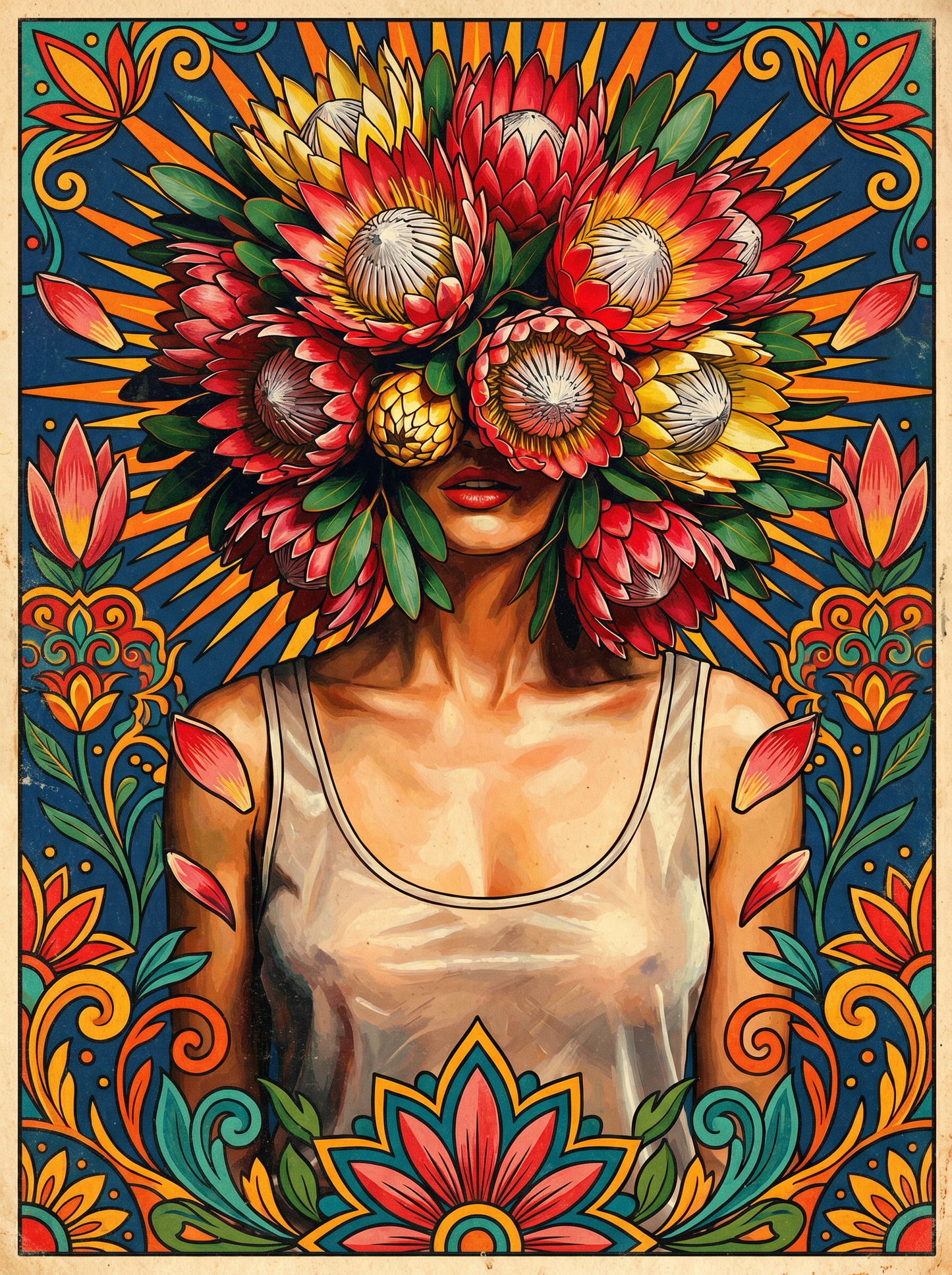 Flower Masked Woman (150 Color Diamond Painting)