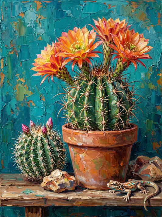 Flowering Cactus Terracotta (Diamond Painting)