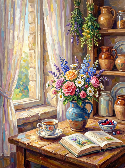 Flowers Window Teacup Book (Diamond Painting)