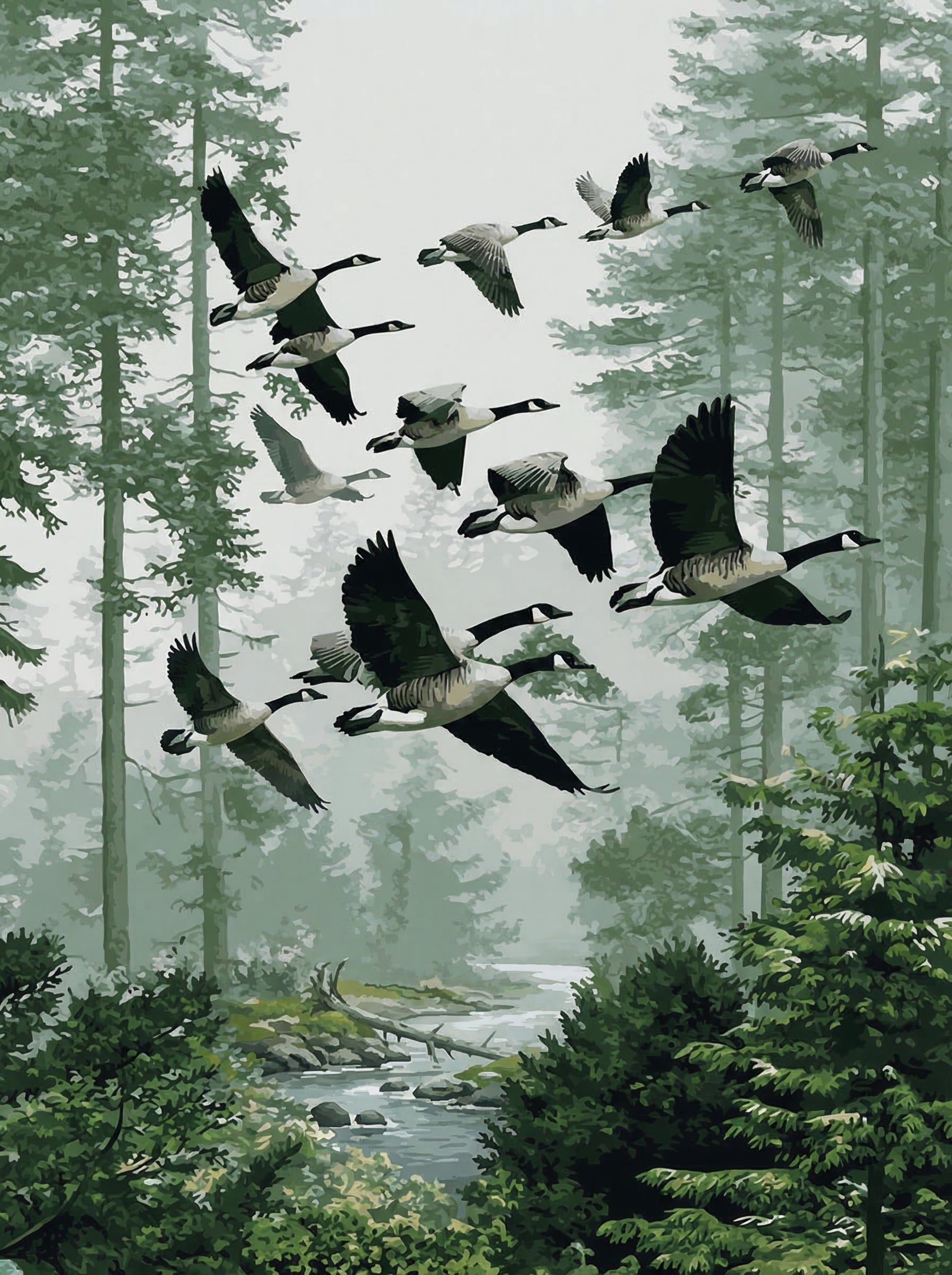 Flying Cranes Forest (Diamond Painting) Diamond Painting kit