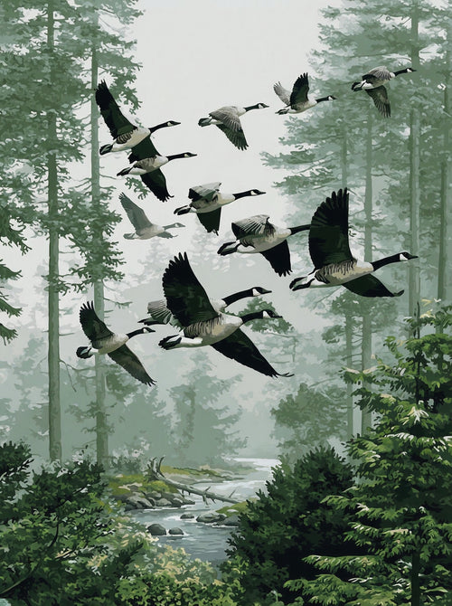 Flying Cranes Forest (Diamond Painting) Diamond Painting kit