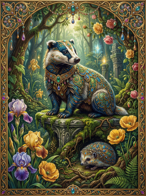 Forest Badger Hedgehog (150 Color Diamond Painting) Diamond Painting kit