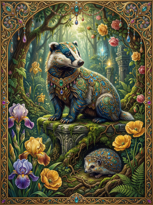 Forest Badger Hedgehog (150 Color Diamond Painting)