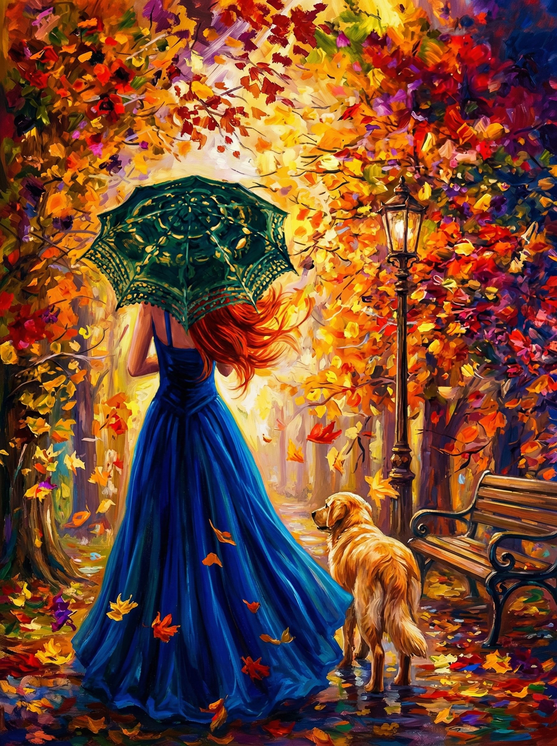 Forest Bridge In Fall (100 Color Diamond Painting)