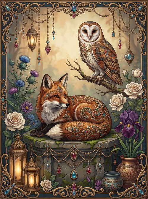 Forest Fox Owl Garden (Diamond Painting) Diamond Painting kit