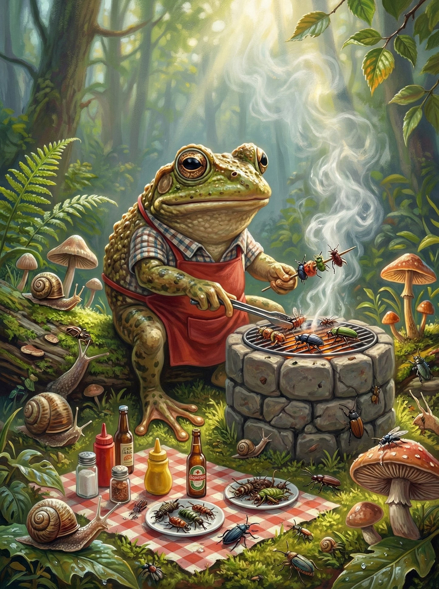 Forest Frog Barbecue (Diamond Painting) Diamond Painting kit