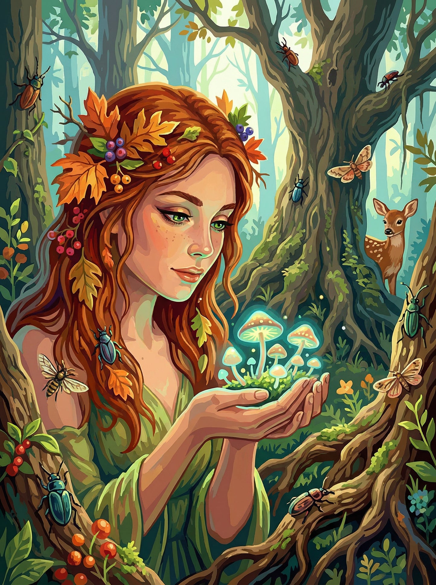 Forest Maiden With Mushrooms (Diamond Painting) Diamond Painting kit