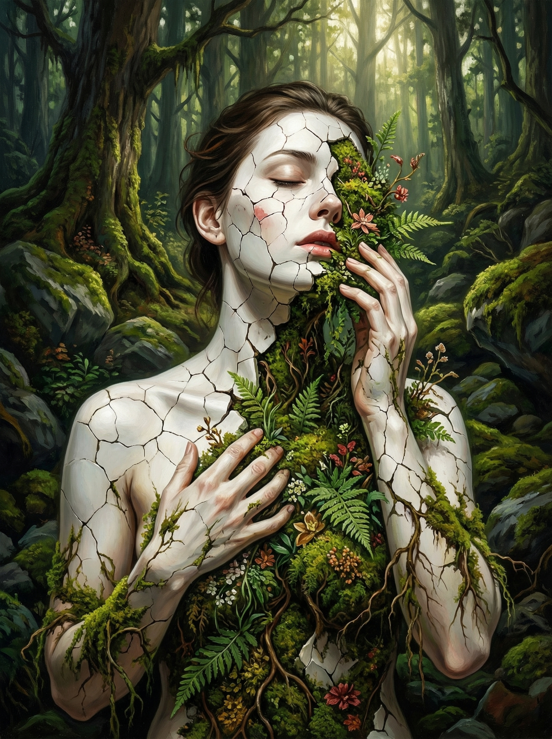 Forest Woman Cracked Porcelain (Diamond Painting) Diamond Painting kit
