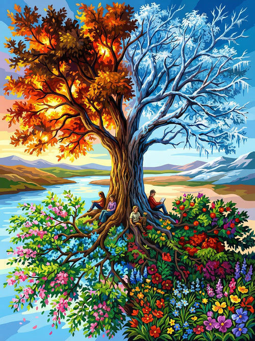 Four Seasons Tree (Diamond Painting) Diamond Painting kit
