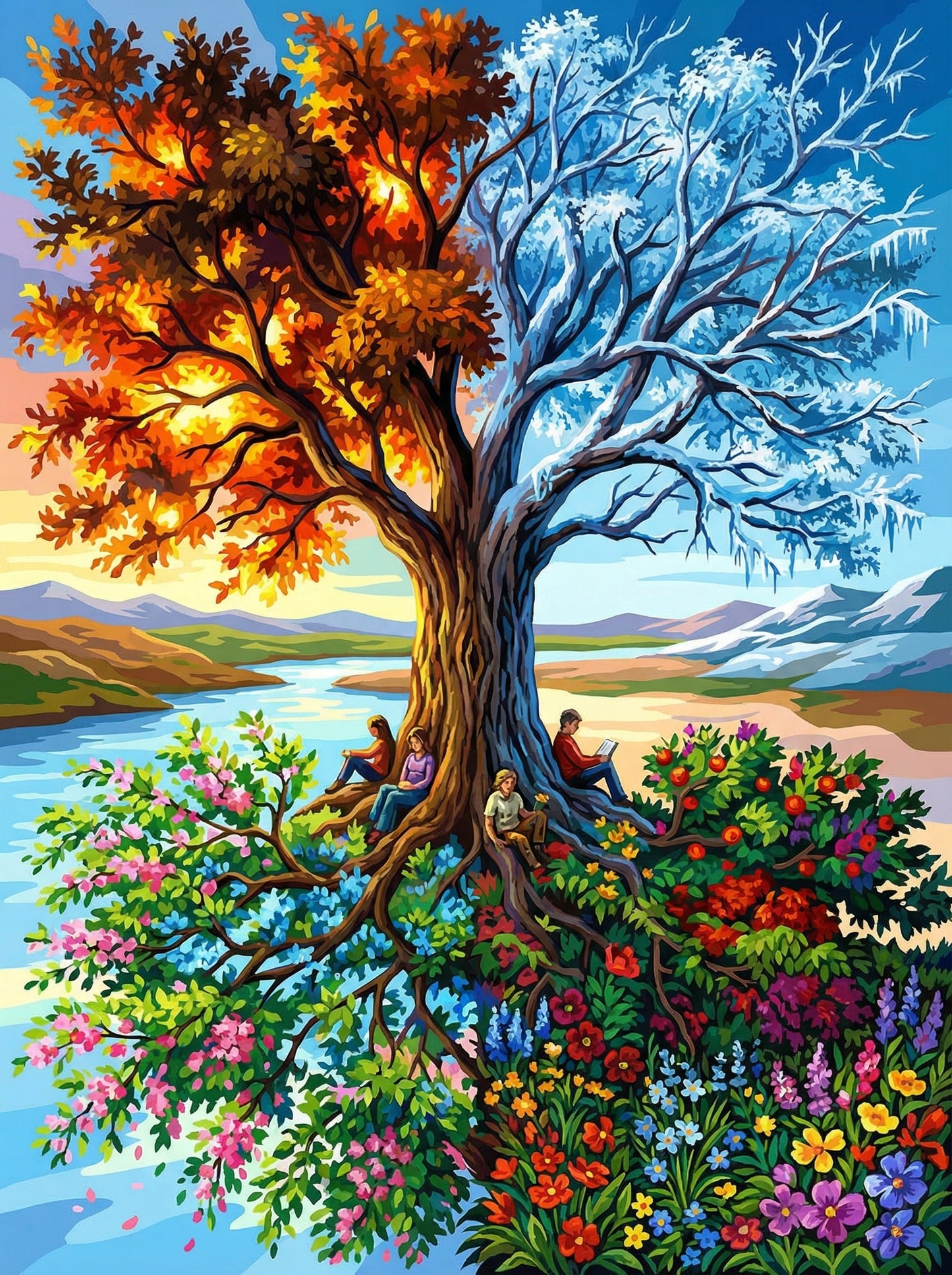 Four Seasons Tree (100 Color Diamond Painting) Diamond Painting kit