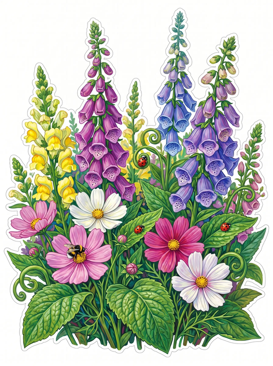 Foxglove Cosmos Garden (Diamond Painting)