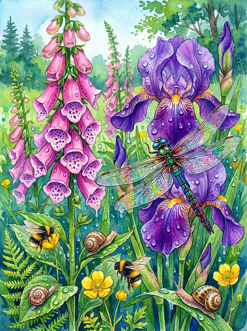 Foxglove Iris Garden (Diamond Painting)