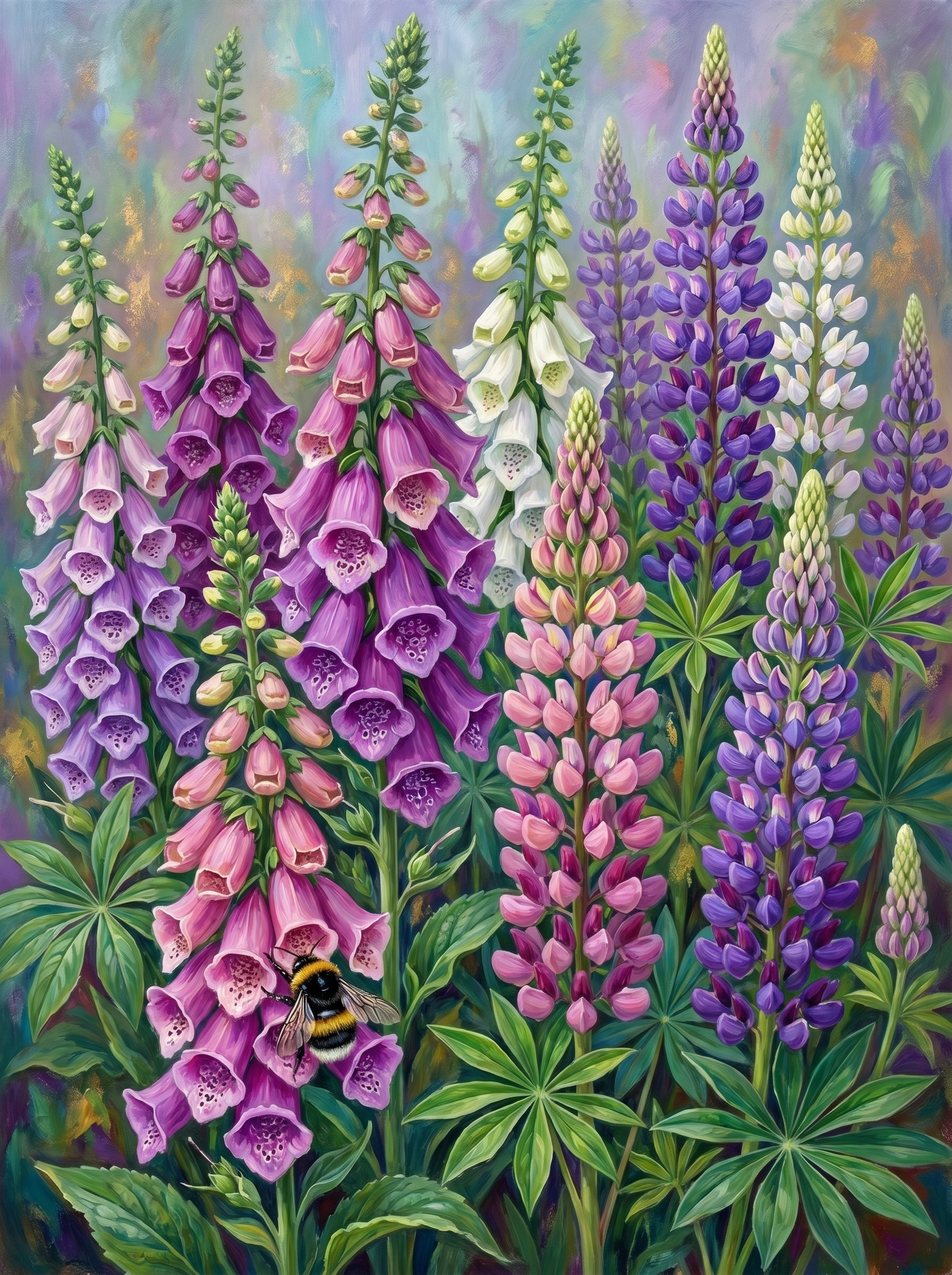Foxglove Lupin Spires Bright (Diamond Painting)