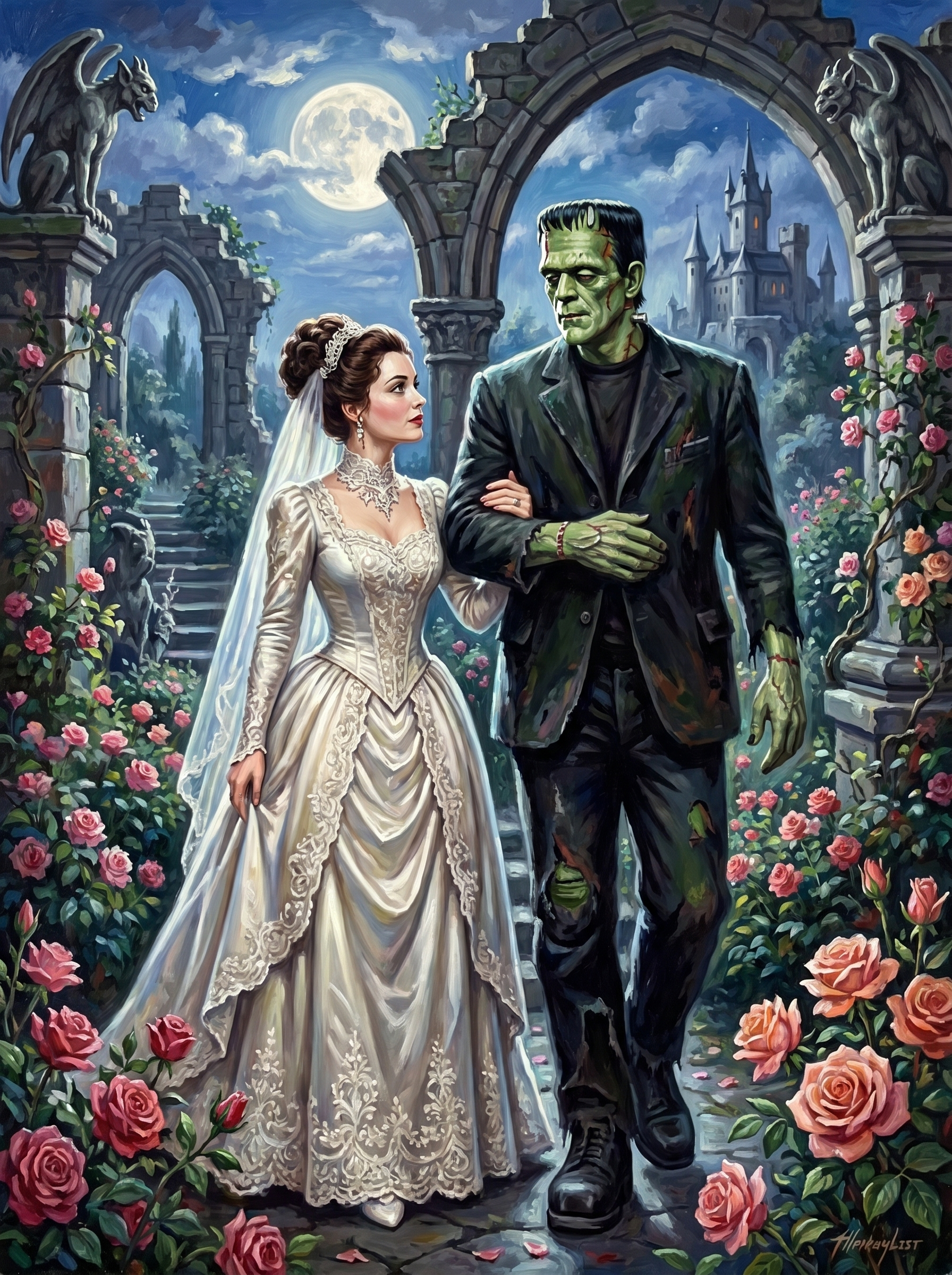 Frankenstein Couple Rose Garden (80 Colors)