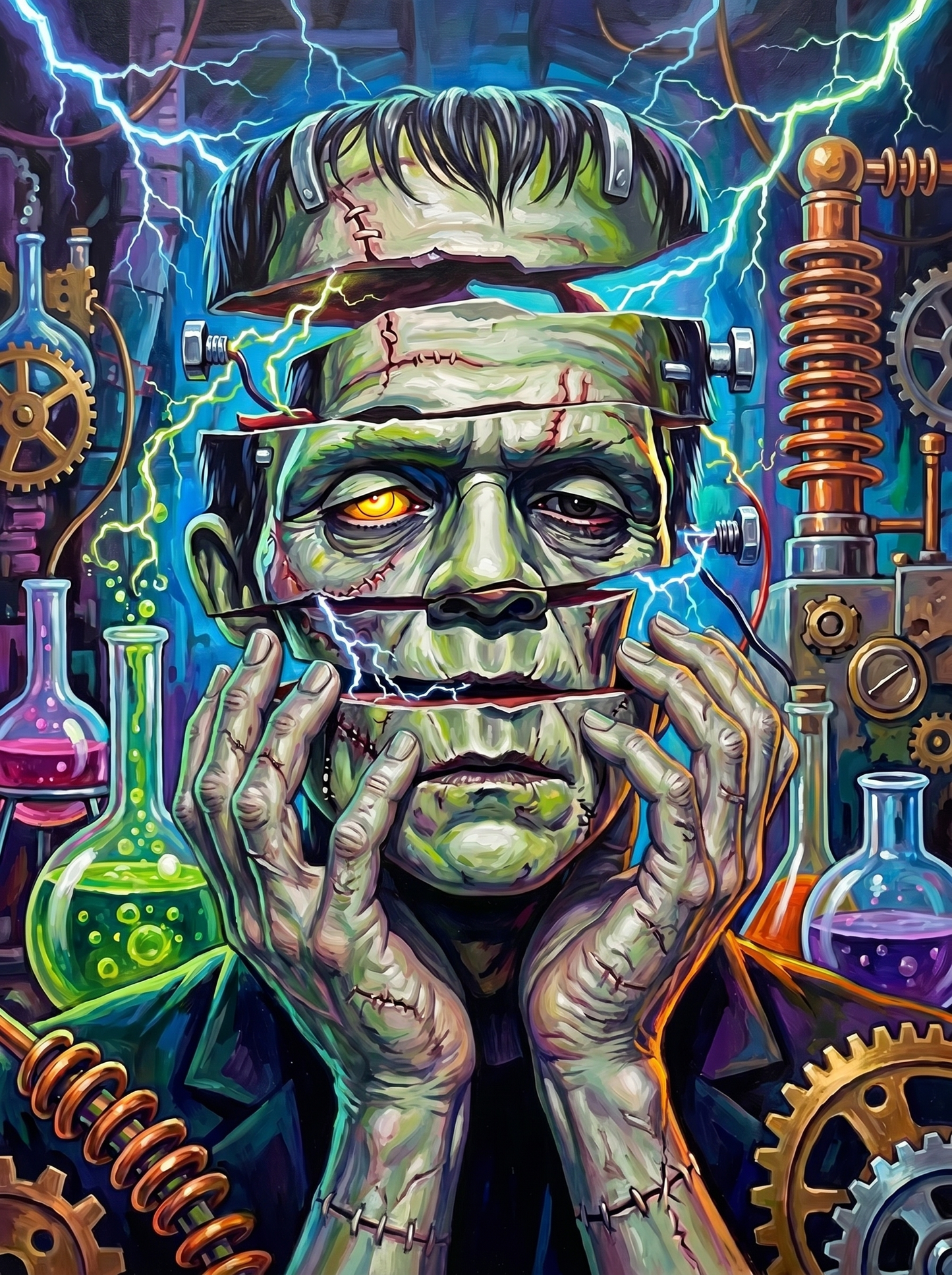 Frankenstein Lightning Lab (100 Color Diamond Painting)