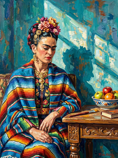 Fridas Studio Portrait (100 Color Diamond Painting)